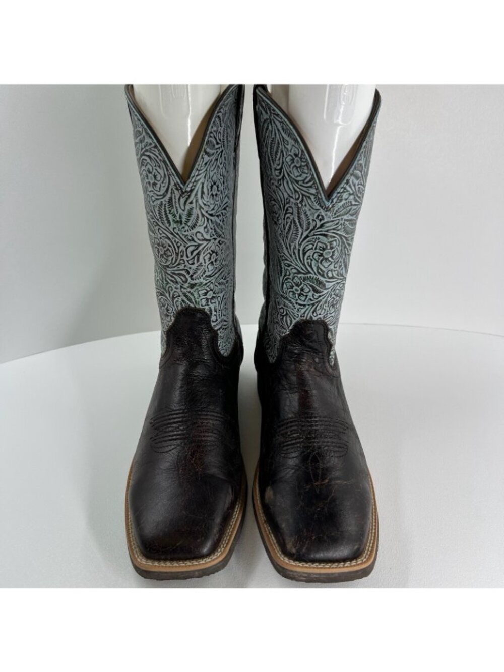 Twisted X Western Boots Womens Sz 9.5B Antibacterial Tooled Floral Leather Brown - Picture 3 of 13